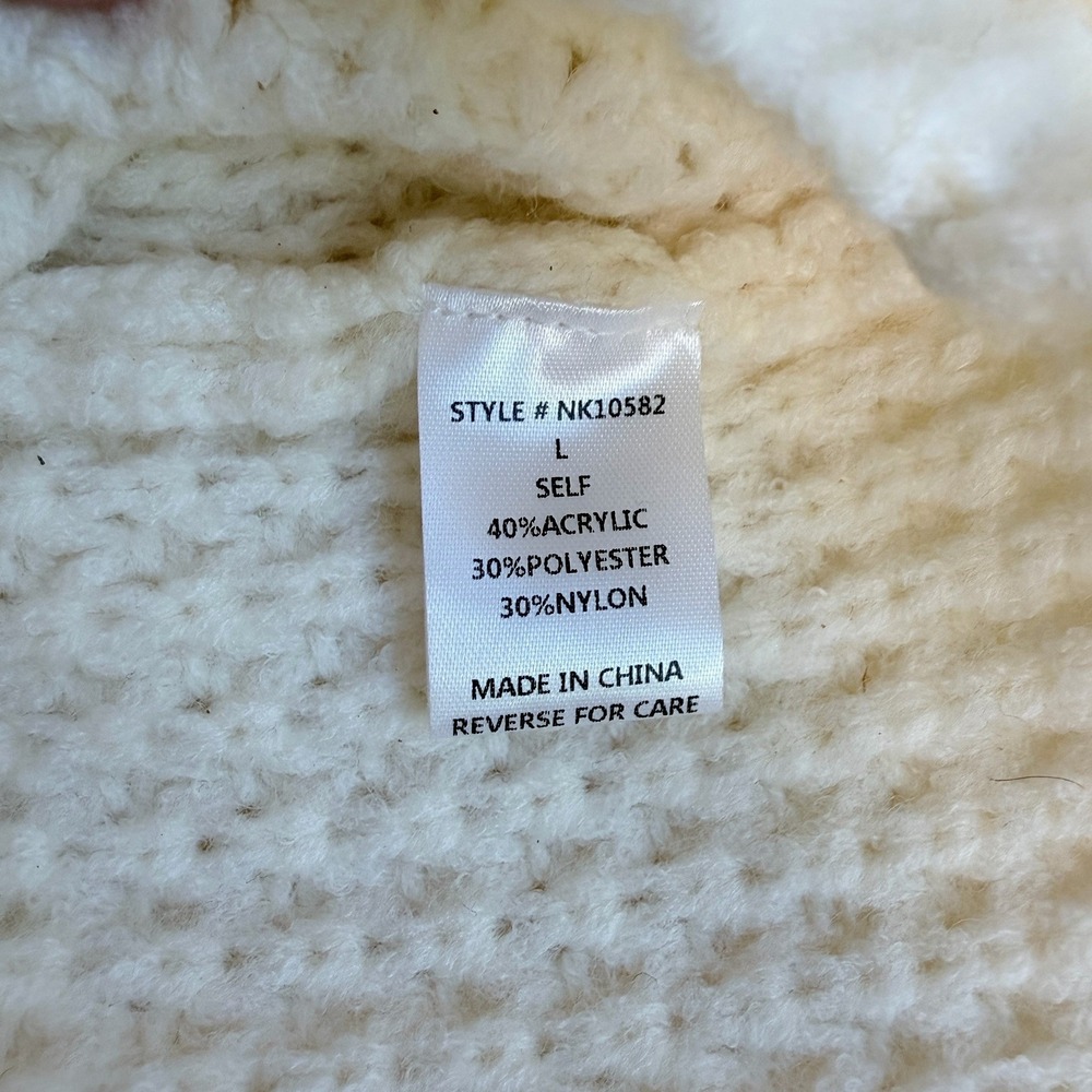 Baltic Born Womens Large Knit Sweater Cream Cottagecore Chic Romantic Oversized - Picture 6 of 7